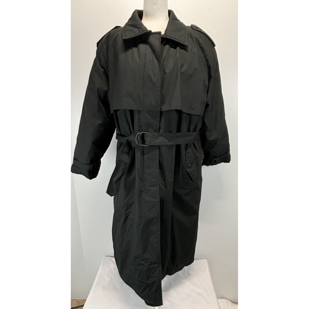 Vtg The Company Store Down Trench Coat Jacket 20 Plus Black Women's Belted Midi